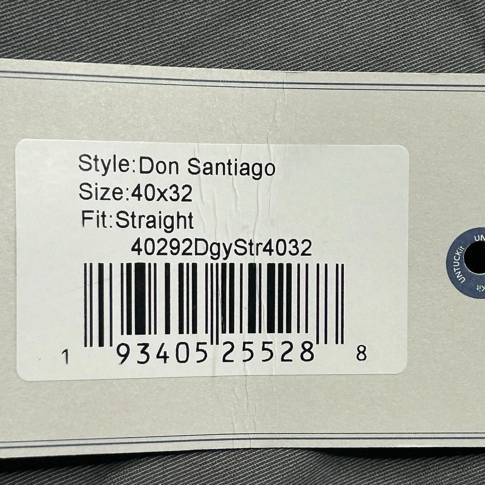 UNTUCKit Don Santiago Pants 40x32 Gray Straight Fit Stretch NWT Mens